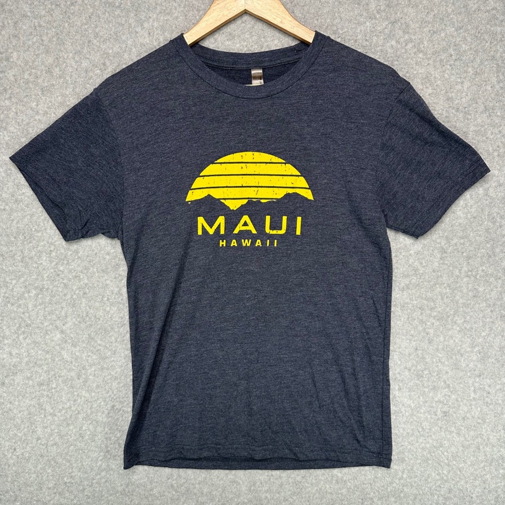 Maui Hawaii Next Level Mens Graphic T-Shirt Navy Heather Small Short Sleeve